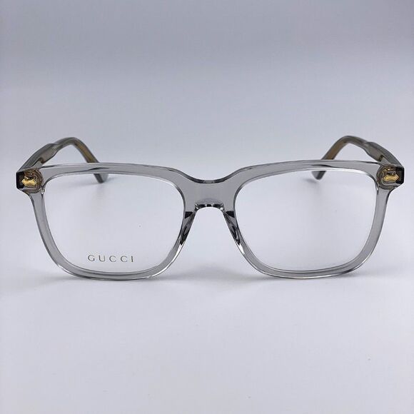 NEW GUCCI LOGO GG0737O 016 Clear Gray Rectangle Men Eyeglasses